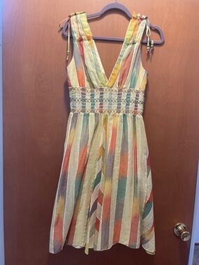 ABS Allen Schwartz Multicolor Striped V-Neck Midi Dress